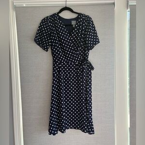 Navy and White Polka Dot Midi Dress